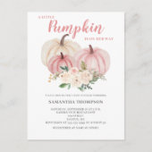 小さなカボチャのピンクの赤ちゃんシャワー招待状 ポストカード (正面)
