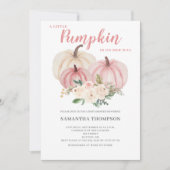 小さなカボチャのピンクの赤ちゃんシャワー招待状 招待状 (正面)