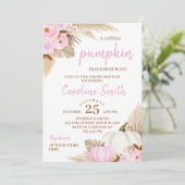 小さなカボチャのピンクの赤ちゃんシャワー招待状 招待状 (スタンド正面)