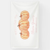 小さなカボチャのピンクの赤ちゃんシャワー歓迎バナー 横断幕 (縦)