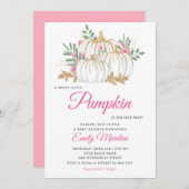 小さなカボチャのピンクボホフローラ女の子ベビーシャワー 招待状 (正面/裏面)