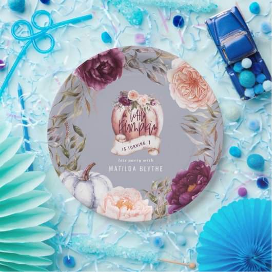 小さなカボチャのフローラ秋1歳の誕生日パーティー ペーパープレート (パーティー)