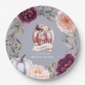 小さなカボチャのフローラ秋1歳の誕生日パーティー ペーパープレート (正面)