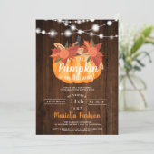 小さなカボチャのフローラ·ウッド·ライト·秋·ベイビー·シャワー 招待状 (スタンド正面)