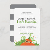 小さなカボチャのベビーシャワー少年の黒い肌色 招待状 (正面/裏面)