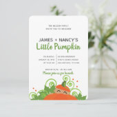 小さなカボチャのベビーシャワー少年の黒い肌色 招待状 (スタンド正面)