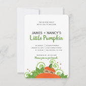 小さなカボチャのベビーシャワー少年の黒い肌色 招待状 (正面)