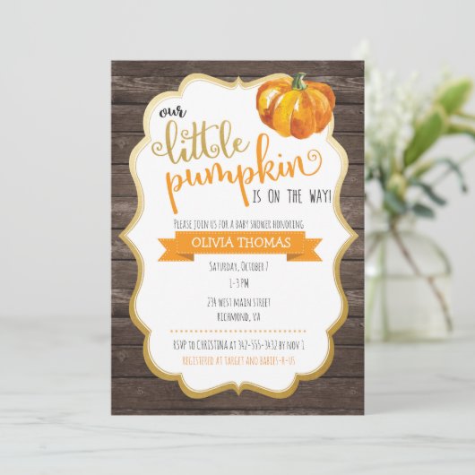 小さなカボチャのベビーシャワー招待状 招待状 (スタンド正面)