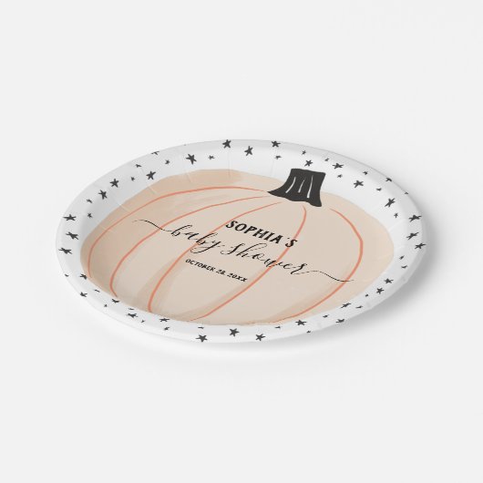 小さなカボチャのベビーシャワー ペーパープレート (アングル)