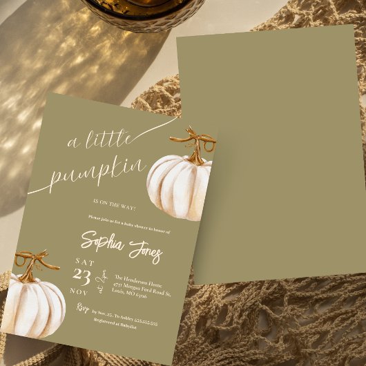 小さなカボチャのミニマル秋の赤ちゃんシャワー 招待状