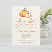 小さなカボチャのラスティック秋の性別発表パーティー 招待状 (スタンド正面)
