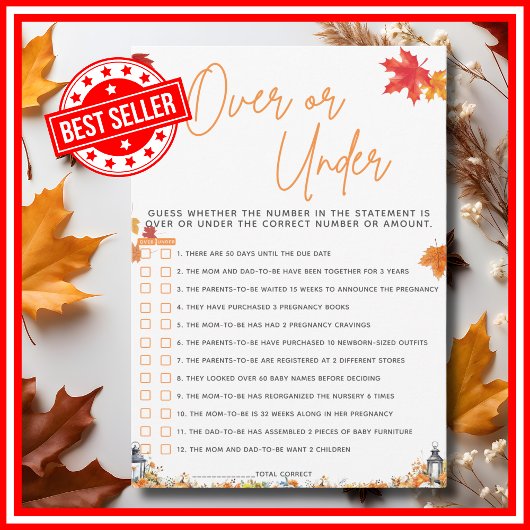 小さなカボチャの上または下の赤ちゃんシャワーゲーム 招待状