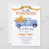 小さなカボチャの双子の男の子の赤ちゃんシャワーすべて1つの 招待状 (正面)