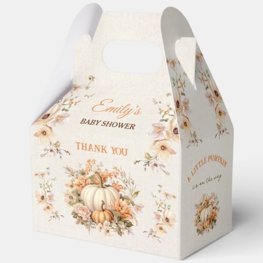 小さなカボチャの方法で赤ちゃんシャワー大きな切り妻 フェイバーボックス (正面)