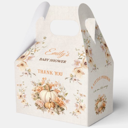 小さなカボチャの方法で赤ちゃんシャワー大きな切り妻 フェイバーボックス (裏面)