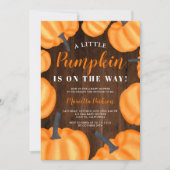 小さなカボチャの木のオレンジの秋のベビーシャワー 招待状 (正面)