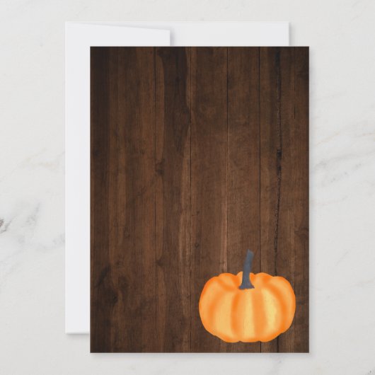 小さなカボチャの木のオレンジの秋のベビーシャワー 招待状 (裏面)