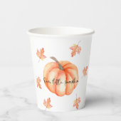 小さなカボチャの水の色ハロウィーン秋 紙コップ (裏面)