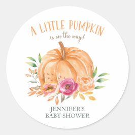 小さなカボチャの水彩花柄ベビーシャワー ラウンドシール