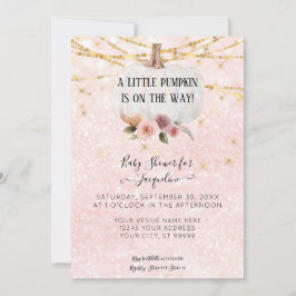 小さなカボチャの水色のフローラ文字列ライトI 招待状