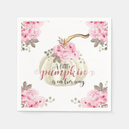 小さなカボチャの水色ピンクのフローラグリッター スタンダードカクテルナプキン