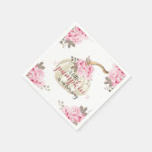 小さなカボチャの水色ピンクのフローラグリッター スタンダードカクテルナプキン (角)
