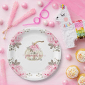 小さなカボチャの水色ピンクのフローラグリッター ペーパープレート (パーティー)