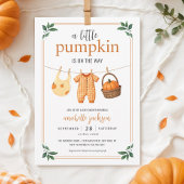 小さなカボチャの物干し秋赤ちゃんシャワー 招待状