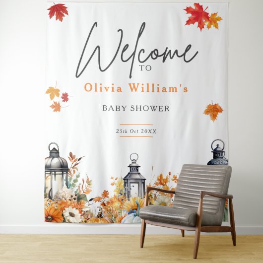 小さなカボチャの秋のベイビーシャワーのウェルカムサイン タペストリー (インサイチュ)