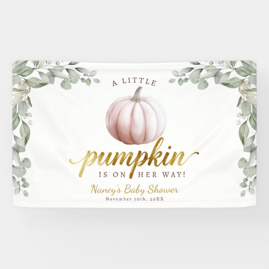 小さなカボチャの秋のベイビーシャワーバックドロップバナー 横断幕 (横)