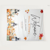 小さなカボチャの秋のベイビーシャワー ウェルカムサイン タペストリー (正面(横))