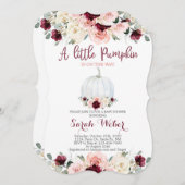 小さなカボチャの秋のベビーシャワーガール 招待状 (正面/裏面)