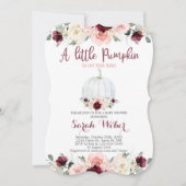 小さなカボチャの秋のベビーシャワーガール 招待状 (正面)