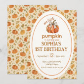 小さなカボチャの秋の誕生日招待状 招待状 (正面/裏面)