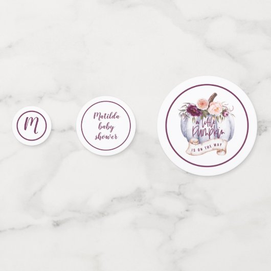 小さなカボチャの秋の赤ちゃんシャワーパーティーデコル コンフェッティ (裏面)