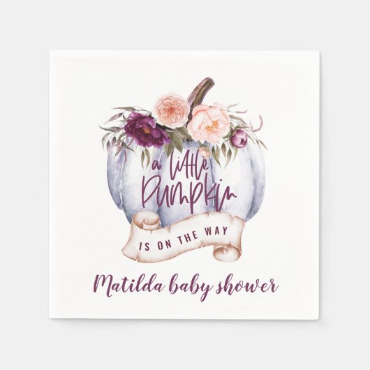 小さなカボチャの秋の赤ちゃんシャワーパーティー スタンダードカクテルナプキン (正面)