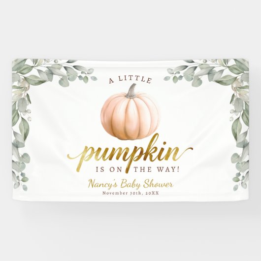 小さなカボチャの秋の赤ちゃんシャワー背景バナー 横断幕 (横)