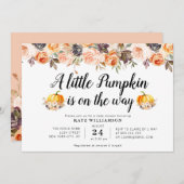 小さなカボチャの秋フローラのベビーシャワー 招待状 (正面/裏面)