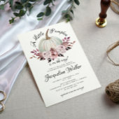 小さなカボチャの秋 エレガントな紫の花 招待状