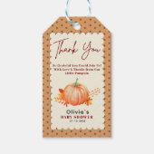 小さなカボチャの素朴秋ありがとう赤ちゃんシャワー ギフトタグ (正面)