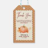 小さなカボチャの素朴秋ありがとう赤ちゃんシャワー ギフトタグ (裏面)