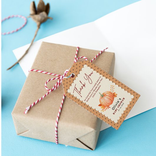 小さなカボチャの素朴秋ありがとう赤ちゃんシャワー ギフトタグ