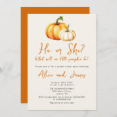 小さなカボチャの素朴秋性がパーティーを明かす 招待状 (正面/裏面)