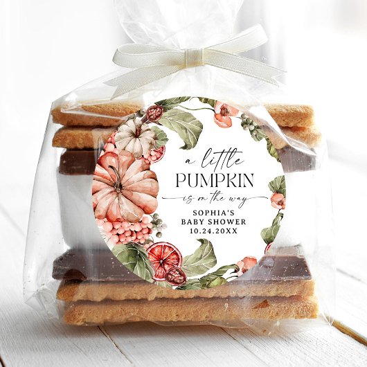 小さなカボチャの赤ちゃんシャワーラウンドスティッカー ラウンドシール