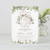 小さなカボチャの赤ちゃんシャワー緑男女兼用野 招待状 (スタンド正面)