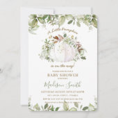 小さなカボチャの赤ちゃんシャワー緑男女兼用野 招待状 (正面)