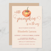 小さなカボチャの途中秋ベビーテーマシャワー 招待状 (正面/裏面)