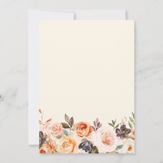 小さなカボチャの黒板秋フローラ赤ちゃんシャワー 招待状 (裏面)