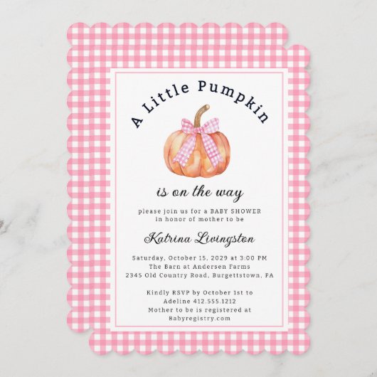 小さなカボチャはほとんど赤ちゃんシャワーの招待 招待状 (正面/裏面)