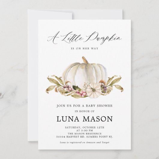 小さなカボチャは彼女の方法ベビーシャワー招待状 招待状 (正面)